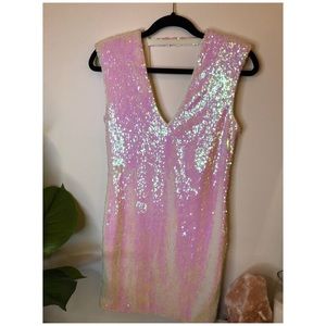 NWT Pink/White Iridescent Sequin Party Dress